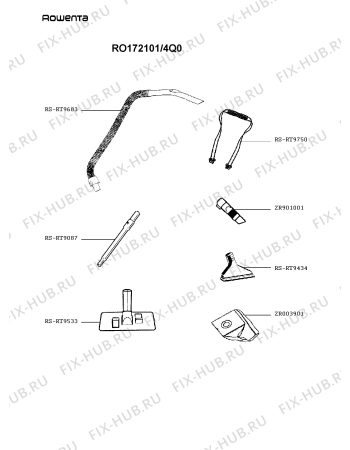 Взрыв-схема пылесоса Rowenta RO172101/4Q0 - Схема узла LP003702.9P2