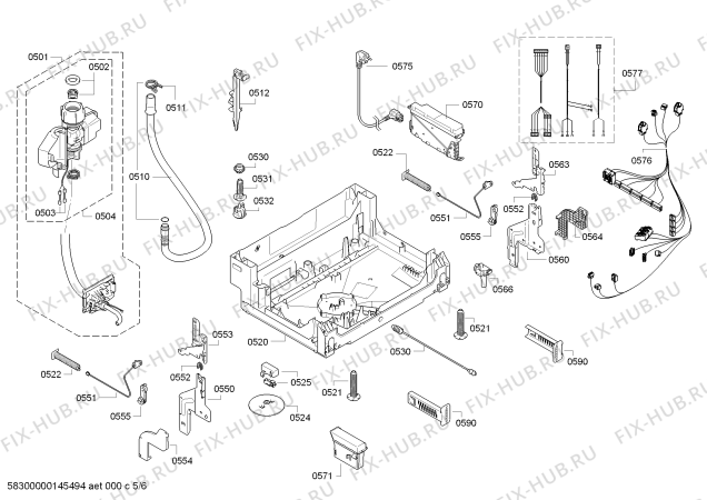 Взрыв-схема посудомоечной машины Bosch SBV68M30EU - Схема узла 05