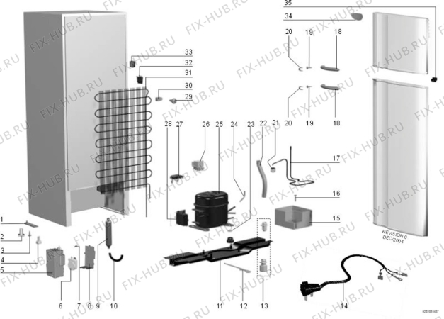 Взрыв-схема холодильника Electrolux END3597 - Схема узла Outer Casing