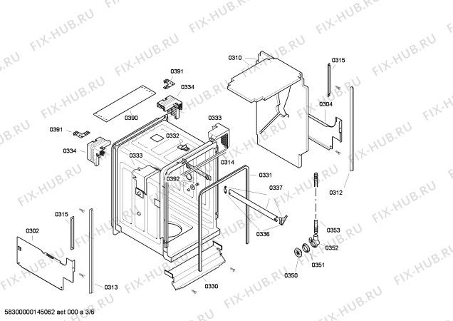 Схема №1 CP532J5 с изображением Передняя панель для посудомоечной машины Bosch 00702436
