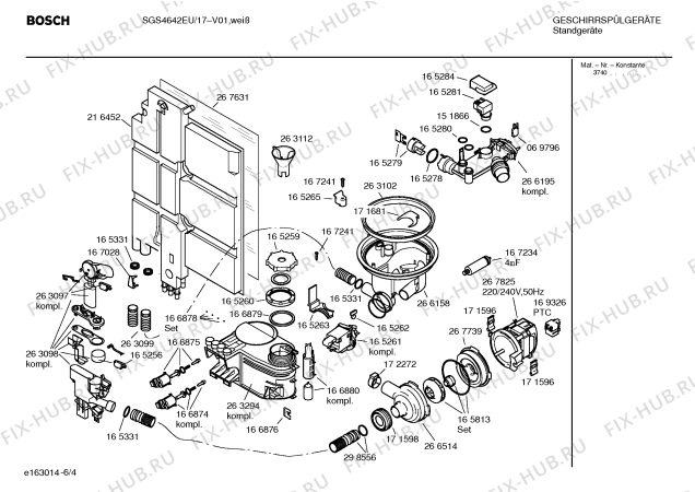 Взрыв-схема посудомоечной машины Bosch SGS4642EU Sunshine,electronic - Схема узла 04