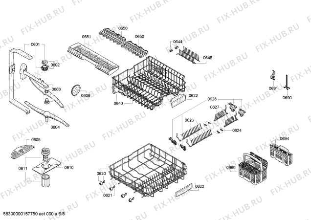 Взрыв-схема посудомоечной машины Bosch SBE86M20EU - Схема узла 06