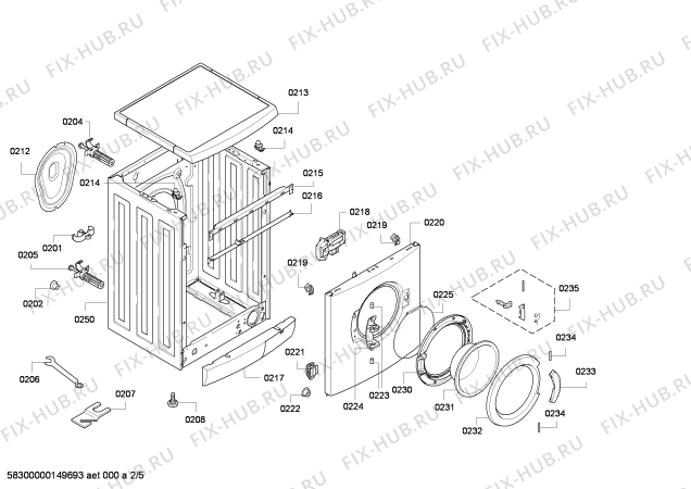 Взрыв-схема стиральной машины Bosch WAE20262IL Maxx 6kg varioPerfect - Схема узла 02