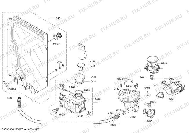 Взрыв-схема посудомоечной машины Bosch SHX58E25UC - Схема узла 04