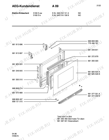 Взрыв-схема плиты (духовки) Aeg 5180E-W NSF - Схема узла Section2