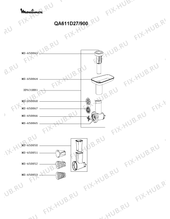 Взрыв-схема кухонного комбайна Moulinex QA611D27/900 - Схема узла BP005771.9P4