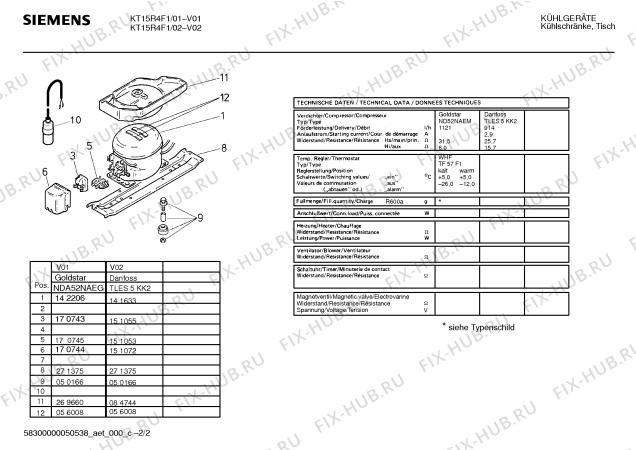 Взрыв-схема холодильника Siemens KT15R4F1 - Схема узла 02