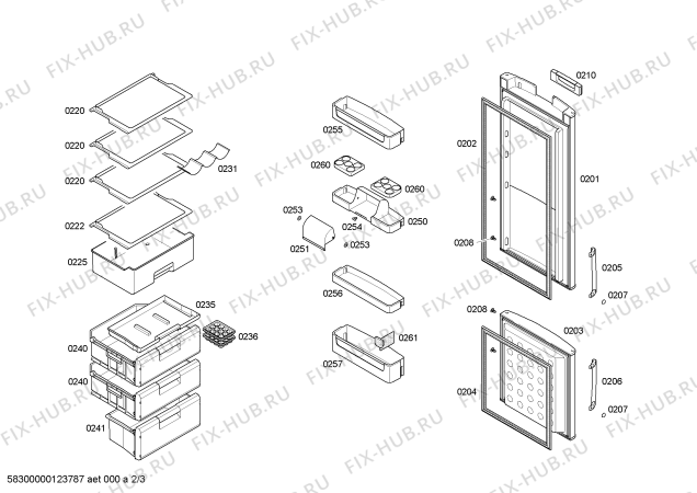 Взрыв-схема холодильника Bosch KGS33V11 - Схема узла 02