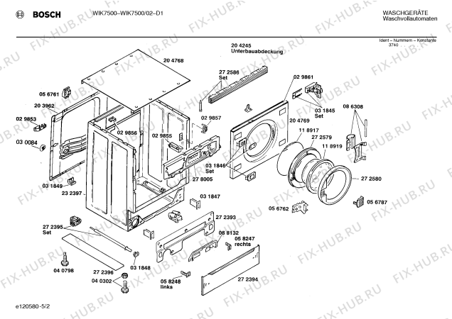 Взрыв-схема стиральной машины Bosch WIK7500 - Схема узла 02