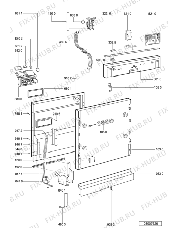 Схема №1 W 75/3 с изображением Панель для посудомоечной машины Whirlpool 480140101284