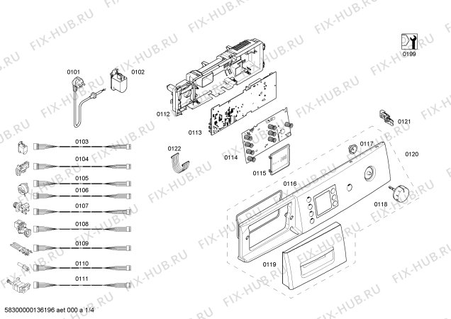Схема №1 WAE2446XEP с изображением Панель управления для стиральной машины Bosch 00662759