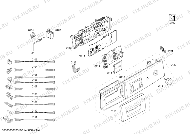 Схема №1 WAE2446XNL с изображением Панель управления для стиралки Bosch 00666865