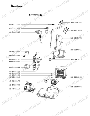 Взрыв-схема микроволновой печи Moulinex AET32N(0) - Схема узла NP002068.7P3