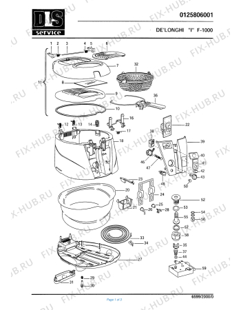 Схема №1 F 1000  GIALLO с изображением Обшивка для электротостера DELONGHI 5925113400