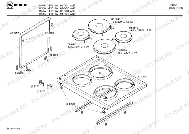 Взрыв-схема плиты (духовки) Neff F1511W1 115.5 V1 - Схема узла 03