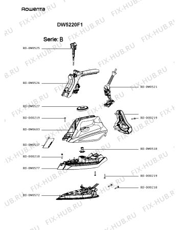 Взрыв-схема утюга (парогенератора) Rowenta DW5220F1 - Схема узла 7P005641.9P3
