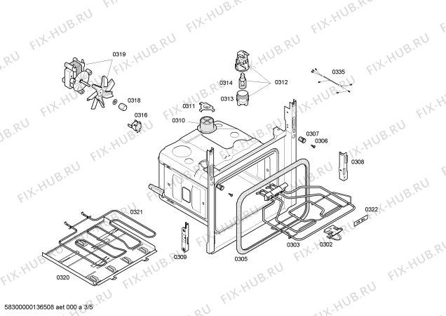 Взрыв-схема плиты (духовки) Bosch HEV23B250 Horno bosch poliv.multif.inox.CiF - Схема узла 03