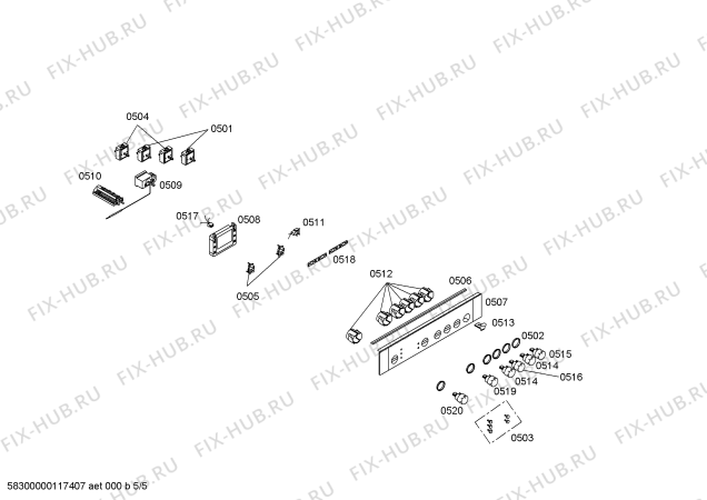 Схема №1 HLN654021E с изображением Ручка конфорки для плиты (духовки) Bosch 00604143