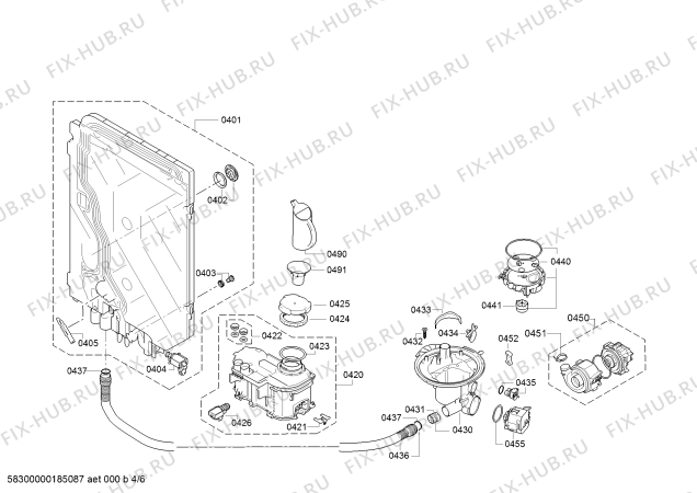 Взрыв-схема посудомоечной машины Bosch SBV93M30NL - Схема узла 04