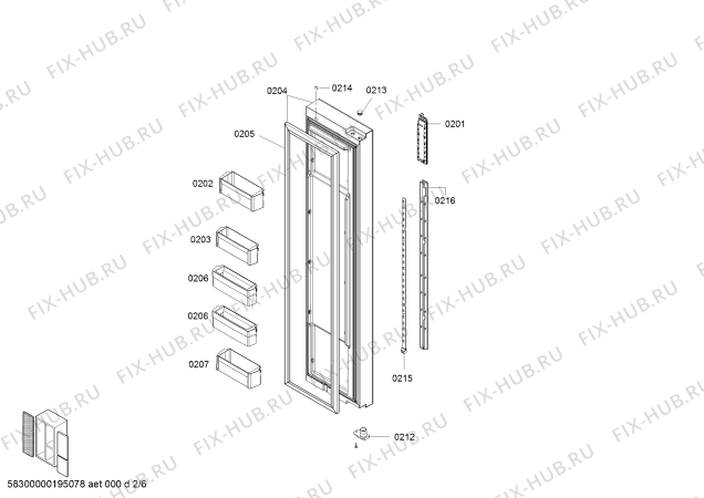 Взрыв-схема холодильника Bosch KAF96A46TI Added Value - Схема узла 02