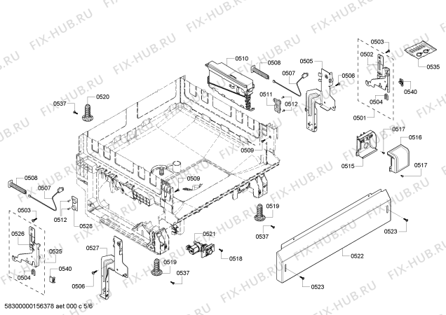 Взрыв-схема посудомоечной машины Bosch SHE3AR76UC Silence Plus 50dB - Схема узла 05