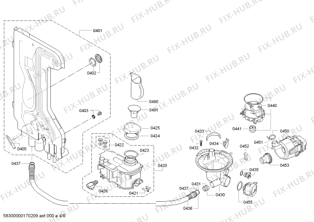 Взрыв-схема посудомоечной машины Siemens SN65E011EU - Схема узла 04