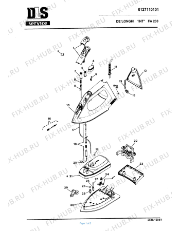 Схема №1 FA 230 с изображением Фиксатор для электроутюга DELONGHI SL30752100