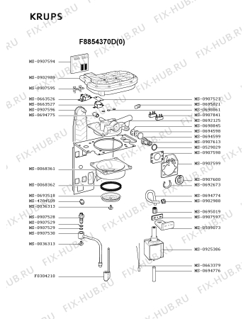 Взрыв-схема кофеварки (кофемашины) Krups F8854370D(0) - Схема узла SP001864.0P2