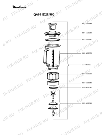 Взрыв-схема кухонного комбайна Moulinex QA611D27/900 - Схема узла BP005771.9P3