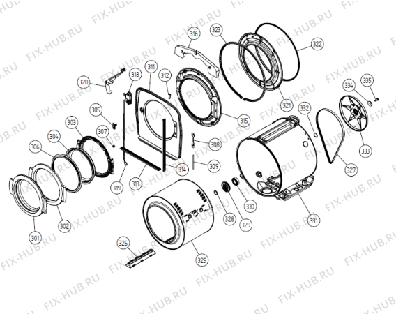 Схема №2 W6445 DK   -White (900003281, WM50) с изображением Обшивка для стиралки Gorenje 223440