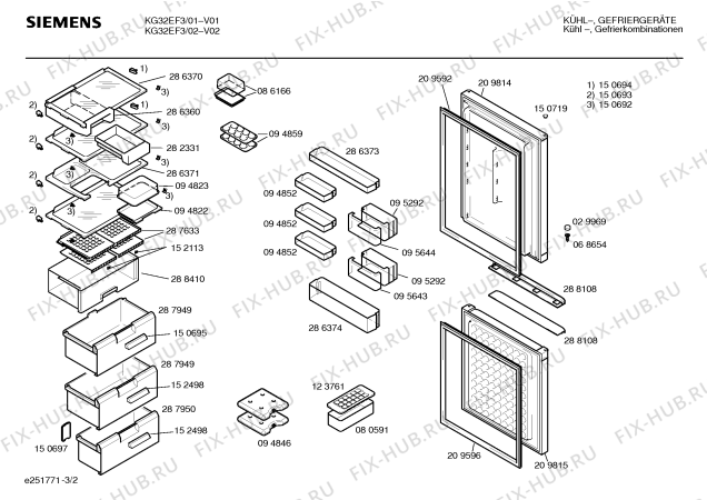 Взрыв-схема холодильника Siemens KG32EF3 - Схема узла 02