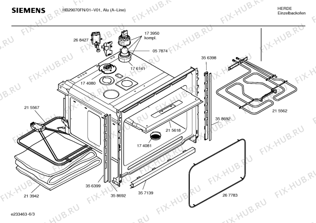 Взрыв-схема плиты (духовки) Siemens HB29070FN - Схема узла 03