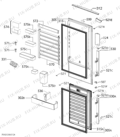 Взрыв-схема холодильника Electrolux EN3889MFW - Схема узла Door 003