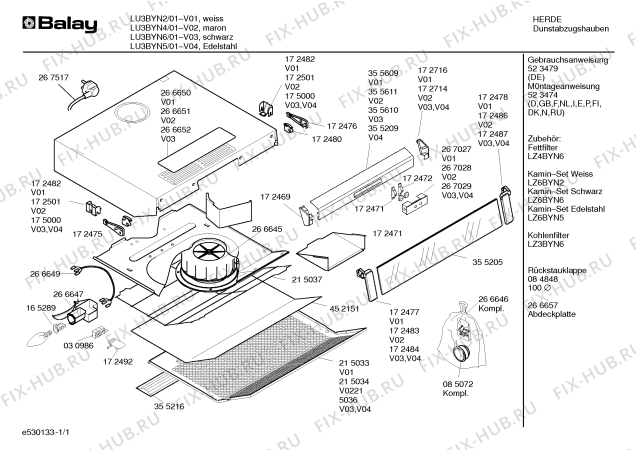 Схема №1 LQ3BYN2 с изображением Панель управления для электровытяжки Bosch 00267027