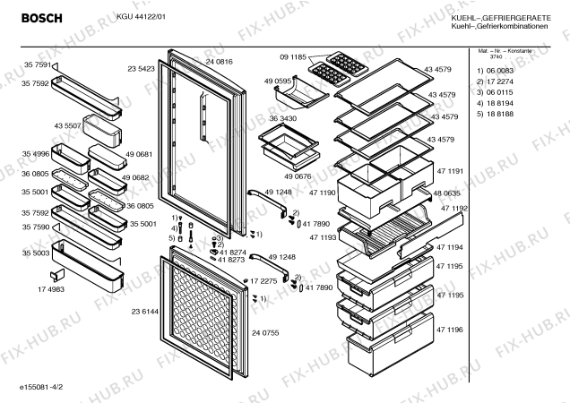 Взрыв-схема холодильника Bosch KGU44122 - Схема узла 02