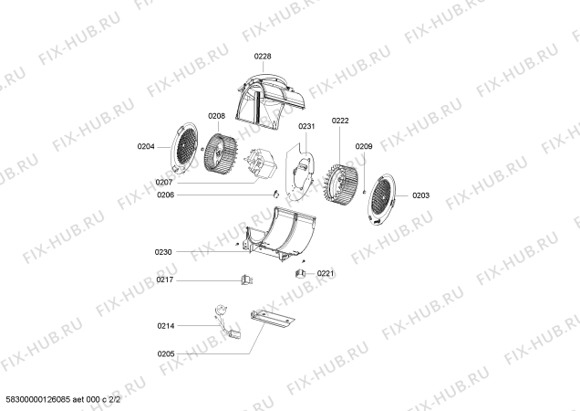 Схема №1 PHK64X00AB с изображением Мотор вентилятора для вентиляции Bosch 00647069