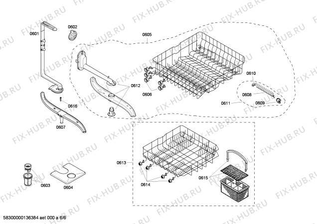 Схема №1 SHU33A06UC Bosch с изображением Кабель для посудомоечной машины Bosch 00189501