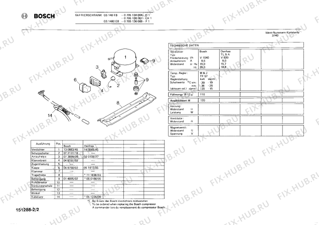 Взрыв-схема холодильника Bosch 0705134064 GS148EB - Схема узла 02