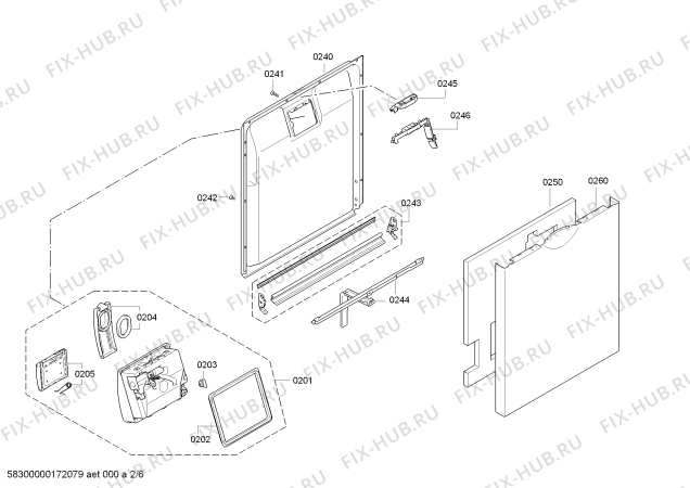 Взрыв-схема посудомоечной машины Bosch SMS58E32GB A+++ - Схема узла 02