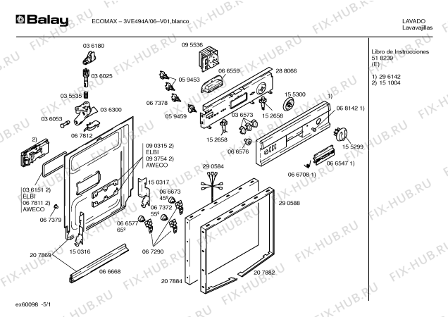 Схема №2 3VE494A ECOMAX с изображением Кабель для посудомоечной машины Bosch 00290584