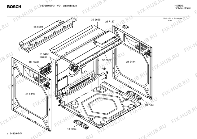 Взрыв-схема плиты (духовки) Bosch HEN104D - Схема узла 05