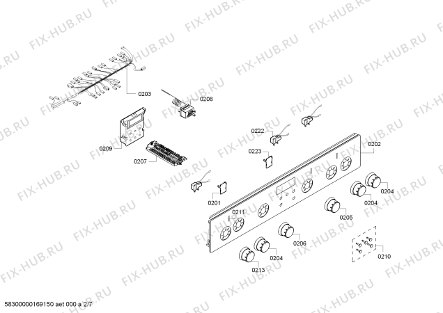 Схема №2 PACB521C20 с изображением Кабель для плиты (духовки) Bosch 00752464