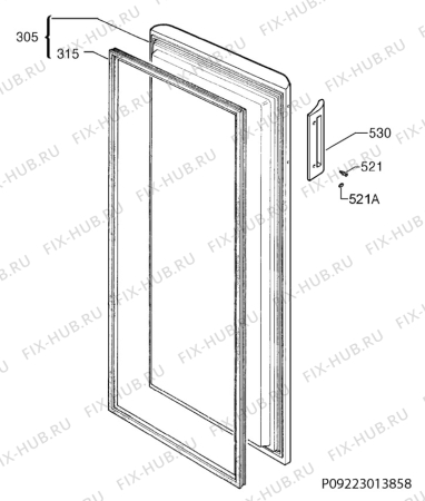 Взрыв-схема холодильника Faure FFU420FW - Схема узла Door 003