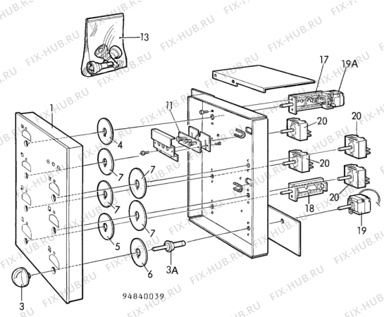 Взрыв-схема посудомоечной машины Electrolux CF7055 - Схема узла H10 Control Panel