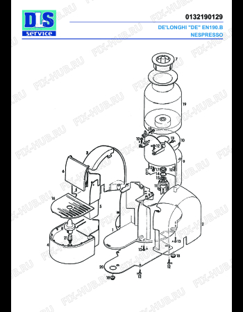 Схема №1 EN 190.B с изображением Микромодуль для кофеварки (кофемашины) DELONGHI ES0025299