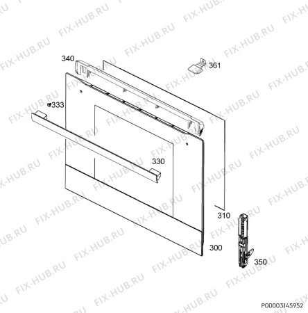 Взрыв-схема плиты (духовки) Electrolux EOB100W - Схема узла Door