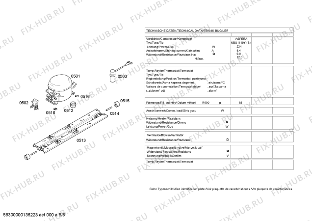 Взрыв-схема холодильника Siemens KD49NA03NE - Схема узла 05