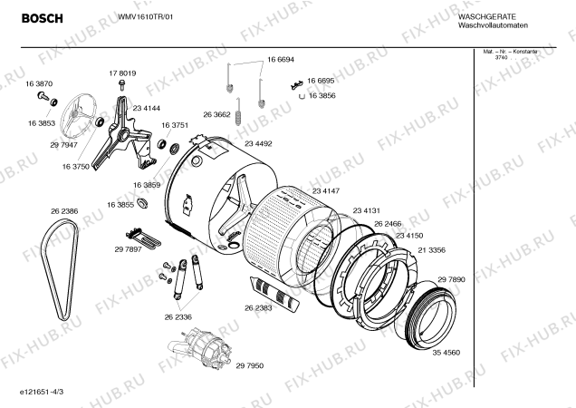 Взрыв-схема стиральной машины Bosch WMV1610TR - Схема узла 03