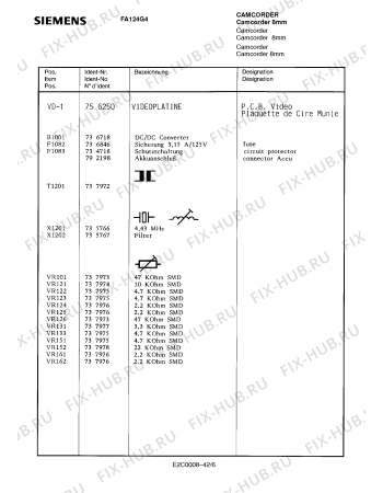 Схема №9 FA124G4 с изображением Плата для видеоаппаратуры Siemens 00738149