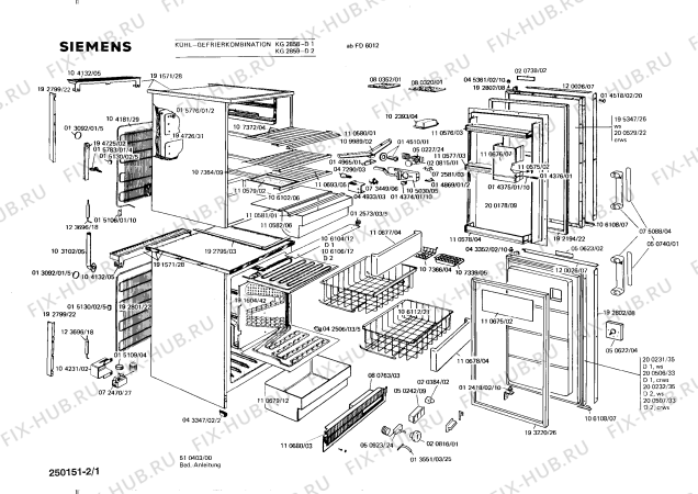 Схема №1 KG2859 с изображением Переключатель для холодильника Siemens 00020815